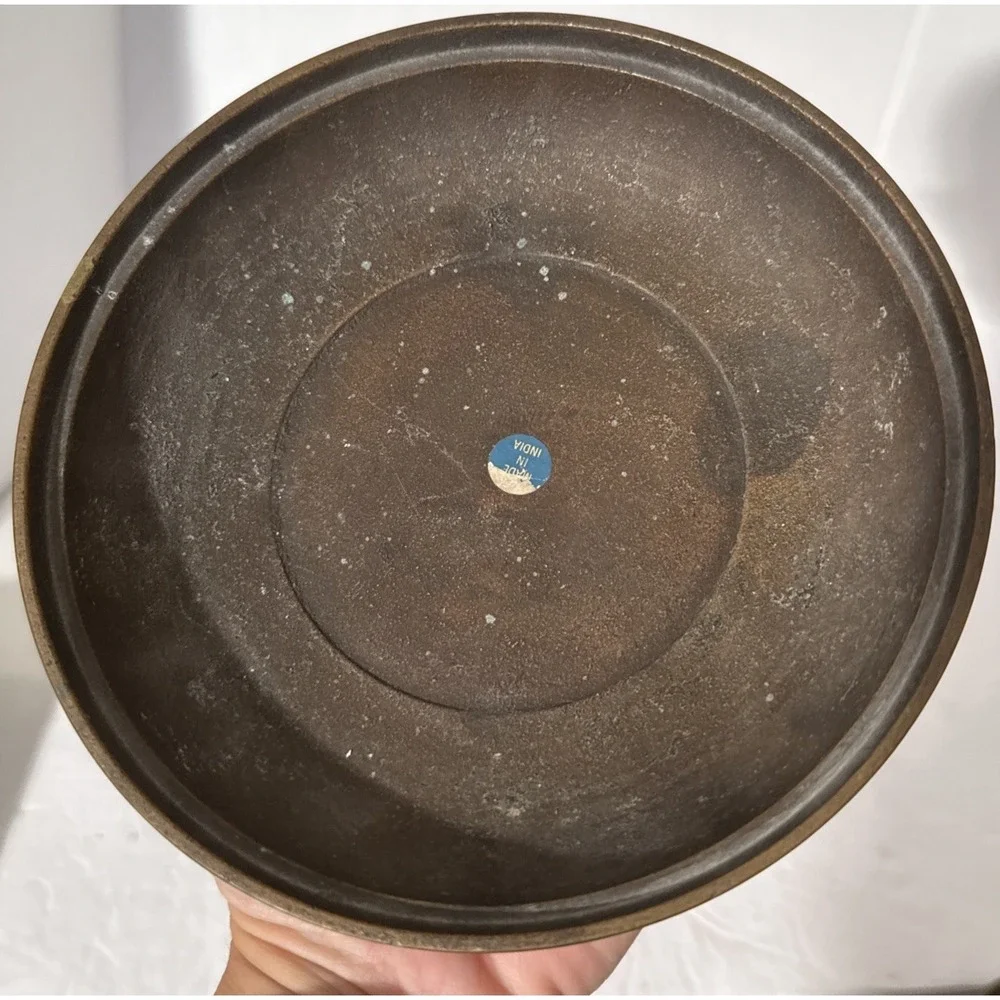 Vintage Brass Bowl-Made In India-Leaf‎ DesignTextured-6.5